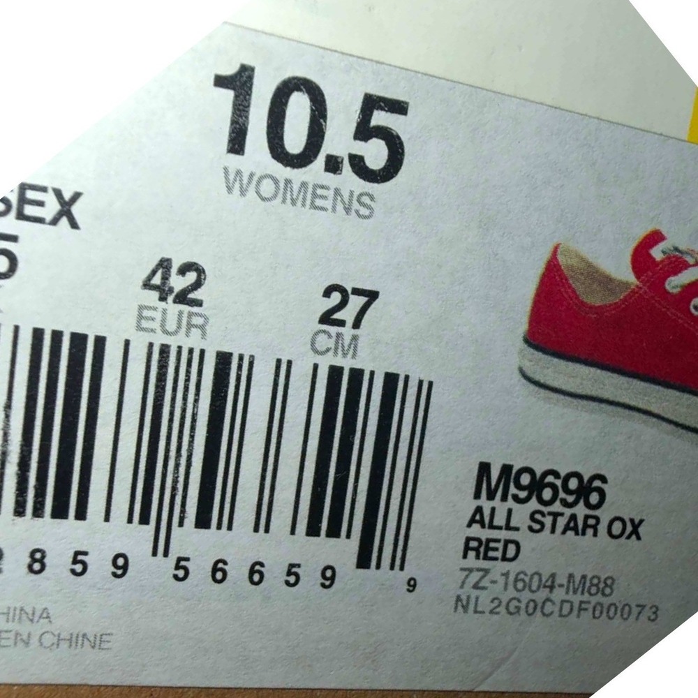 Converse Chuck Taylor All Star Ox Red Canvas Low Top Sneakers M9696 Womens 10.5 - Picture 8 of 8